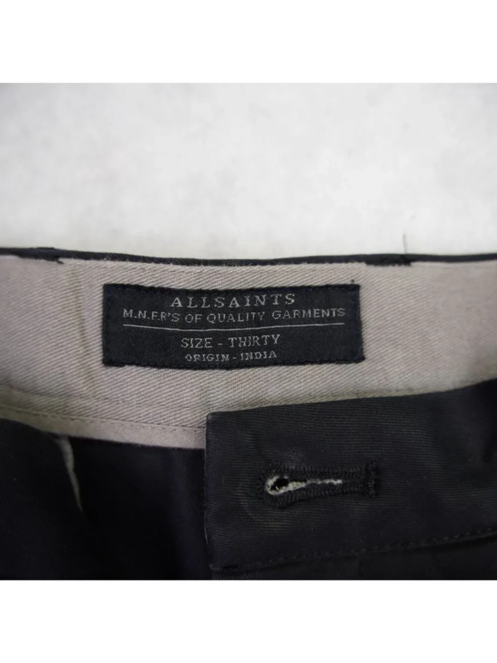 AllSaints Mens Black Flat Front Slim Fit Chino Pants Size W30 x L30 Preppy EUC